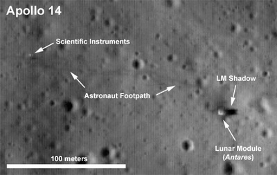 Зонд LRO снял места посадки лунных модулей Apollo 