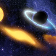 Так в представлении художника массивная чёрная дыра слопала звезду (иллюстрация NASA/JPL-Caltech).