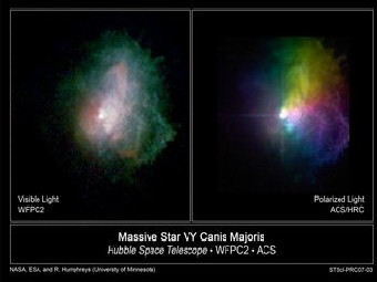 Фотографии VY Большого Пса с помощью телескопа Хаббла